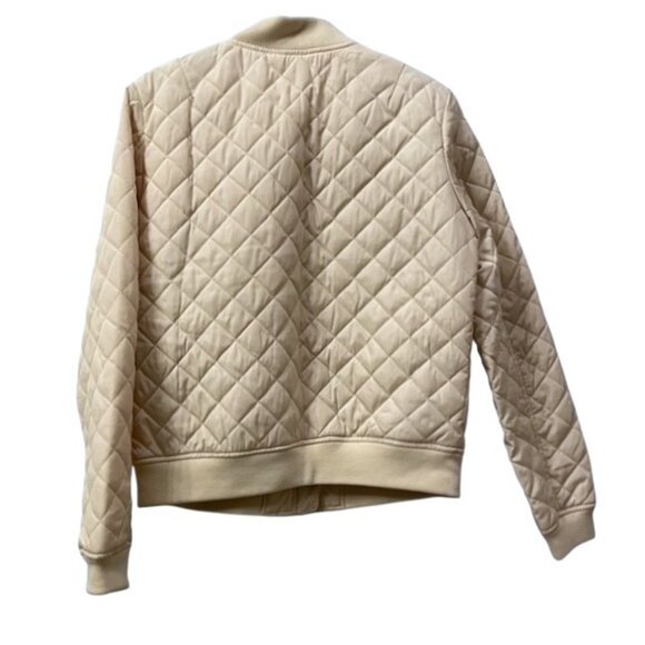 NWT Women's Levi's Cream Diamond Quilted Bomber Jacket Size Small Neutral - Picture 3 of 16